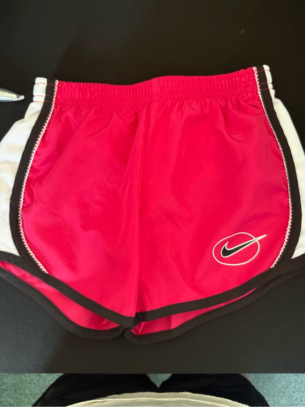 Nike Girls Bright Pink Athletic Shorts with Black & White Trim